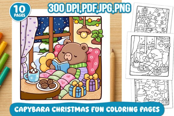 Download Capybara Christmas Fun Coloring Pages - Premium Resources