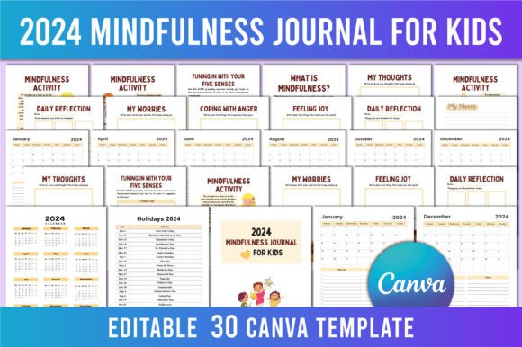 Download 2024 Mindfulness Journal for Kids Canva - Mindfulness journal for kids Collection