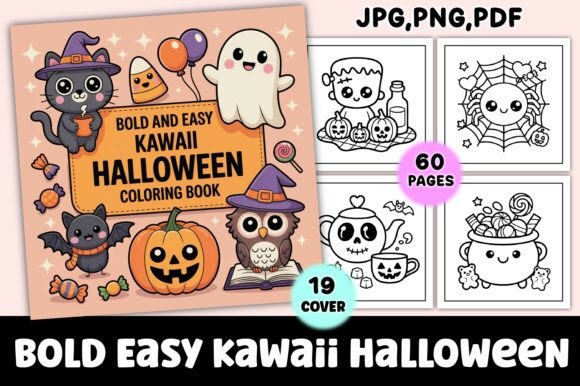 Download Bold Easy Kawaii Halloween Coloring Page - Premium Resources