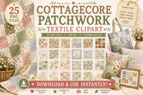 Download Cottagecore Patchwork Textile Clipart - Textile Collection